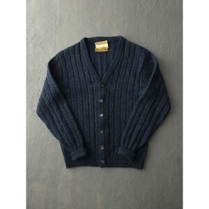 Vintage 1960s Jantzen Country Squire Worsted Wool Cable Knit Cardigan Sweater M